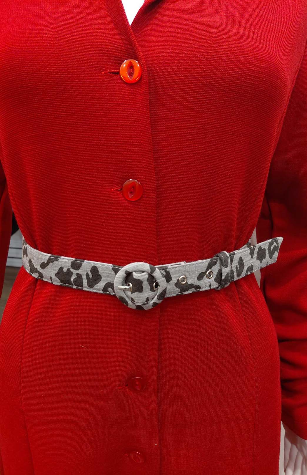Grey Marl Leopard (2.5cm wide) Merino Wool Belt with buckle