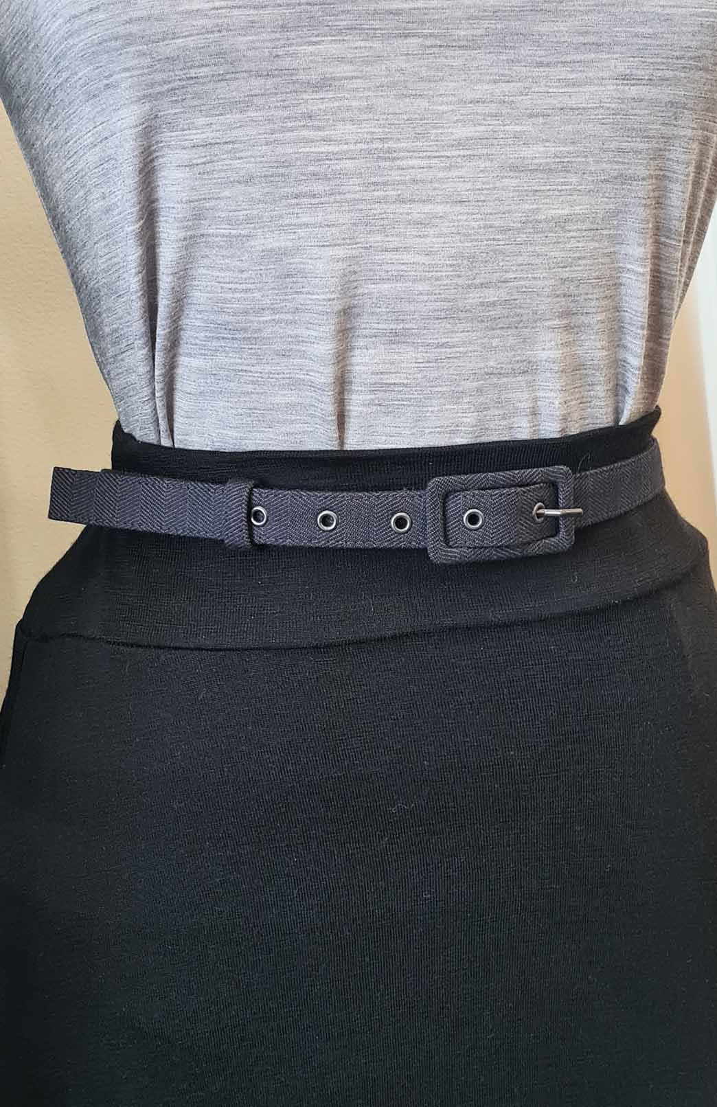 Obsidian Grey Herringbone Merino Wool Belt with buckle