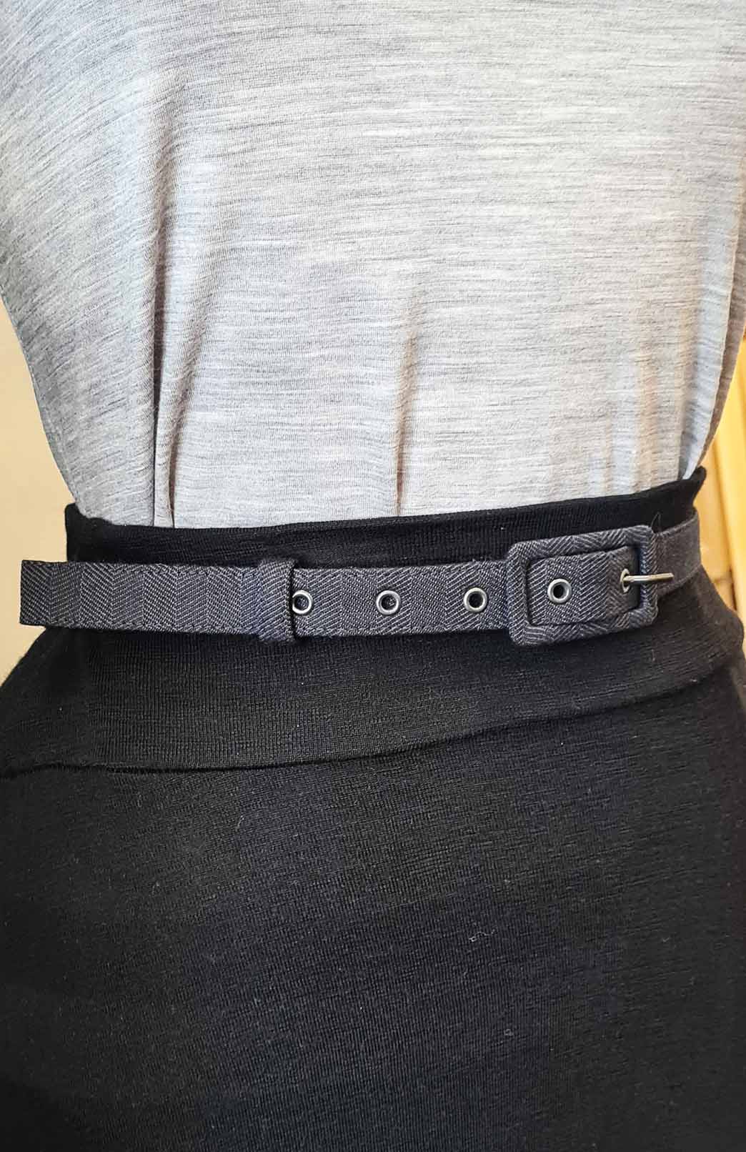 Obsidian Grey Herringbone Merino Wool Belt with buckle
