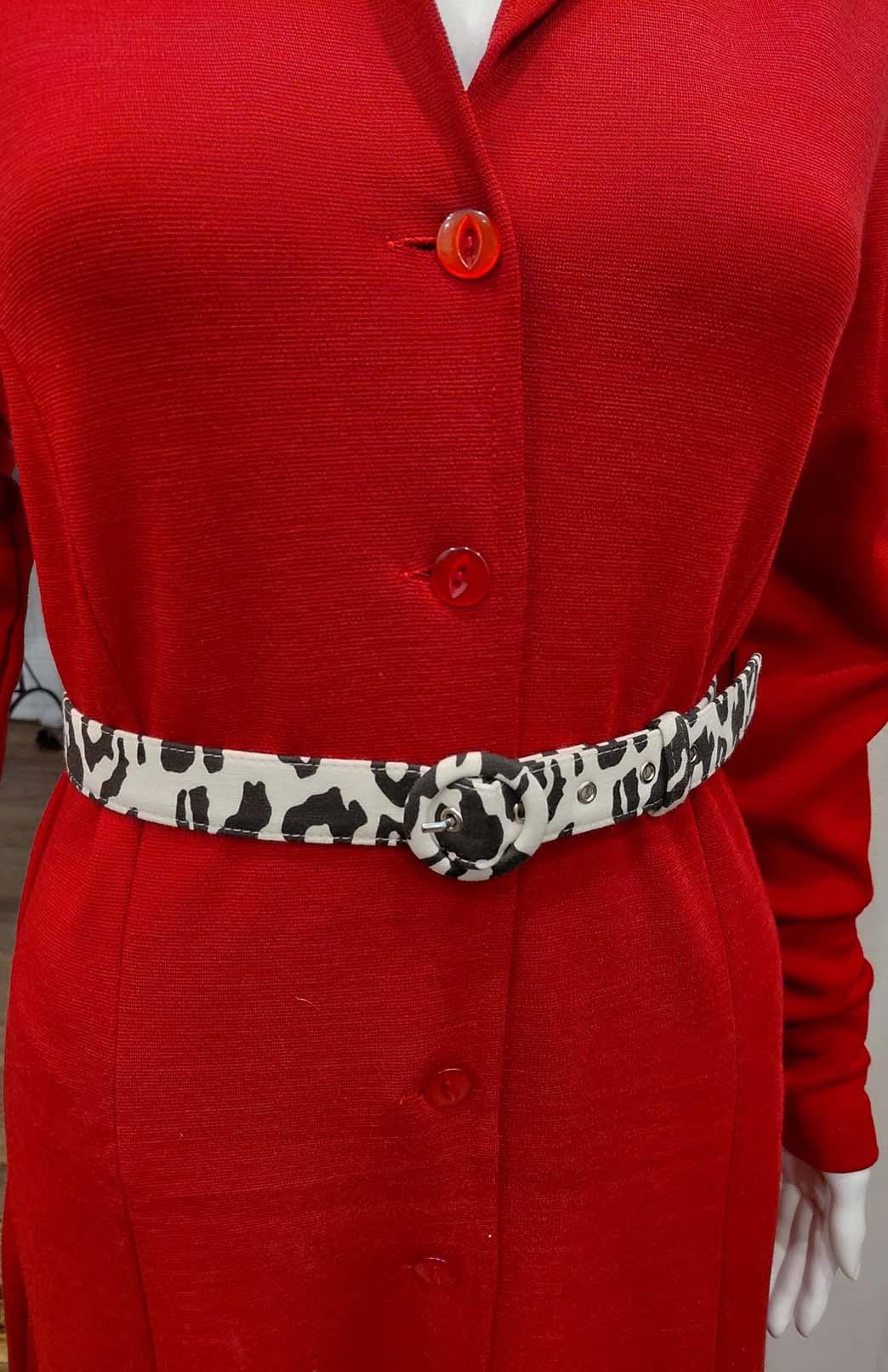 Vintage Ivory Leopard (2.5cm wide) Merino Wool Belt with buckle