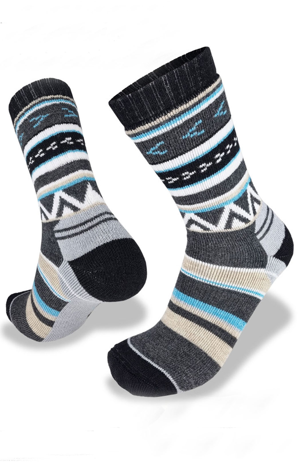Aztec Grey Unisex Merino Wool Hiker Socks