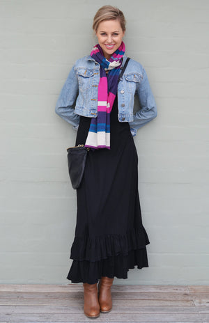 Wide Multi Striped Scarf