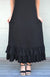 Black Women&#39;s Maxi Merino Wool Ruffle Skirt
