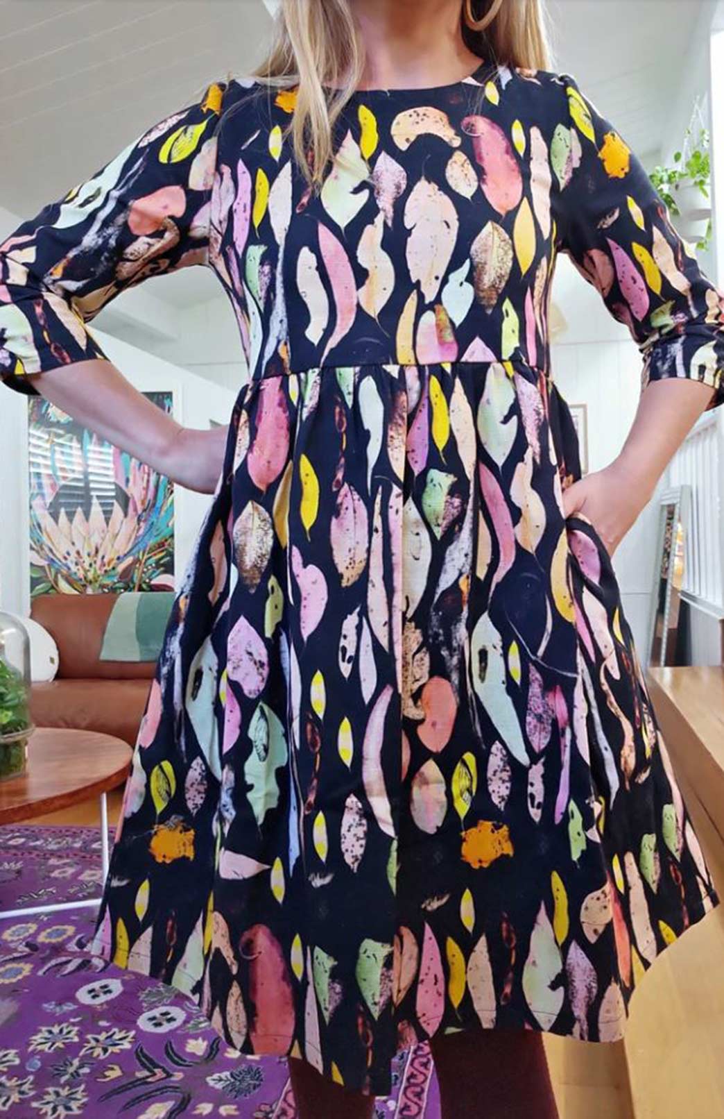 Autumn Forager Spotted Quoll Linen &amp; Hemp Peasant Dress