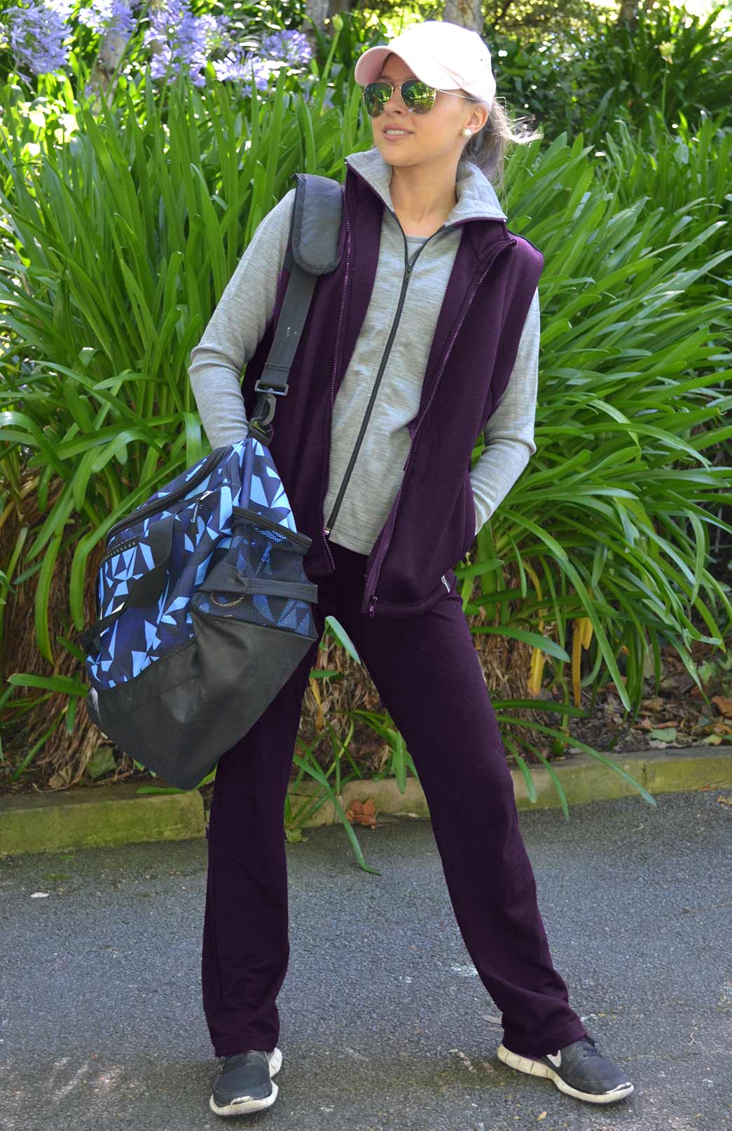 Aubergine Purple Women's Merino Wool Straight Leg Pants (Heavyweight 360g Fabric)