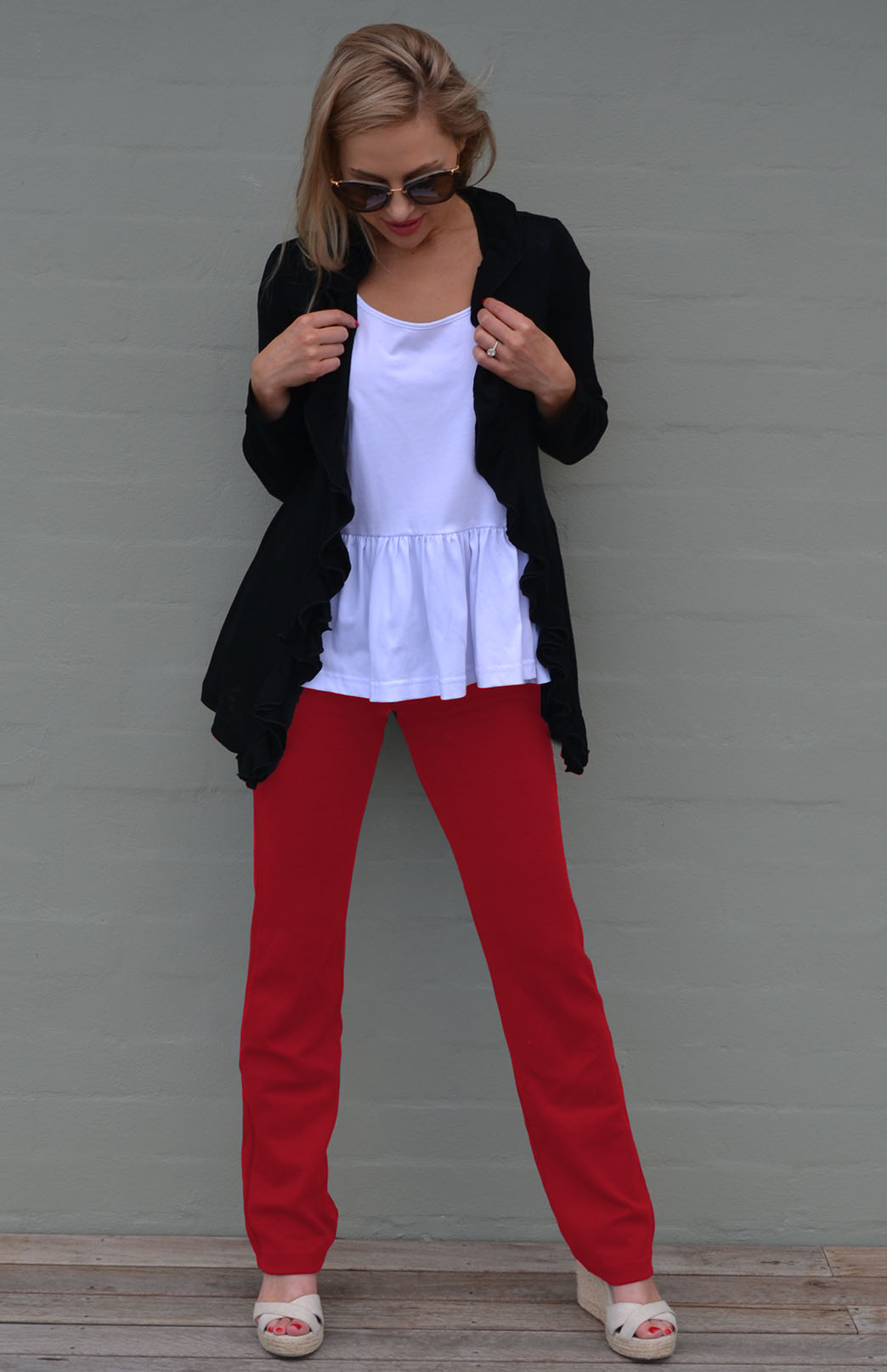 Chilli Red Women's Merino Wool Straight Leg Pants