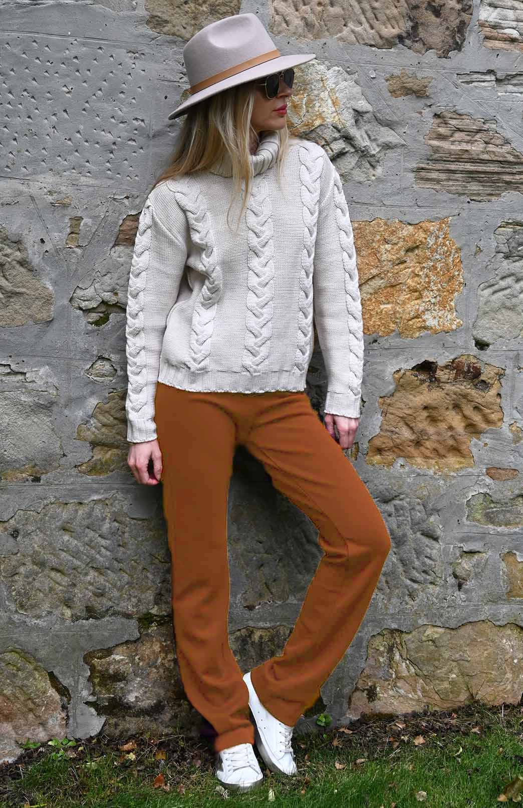 Cinnamon Women's Merino Wool Straight Leg Pants (Heavyweight 360g Fabric)