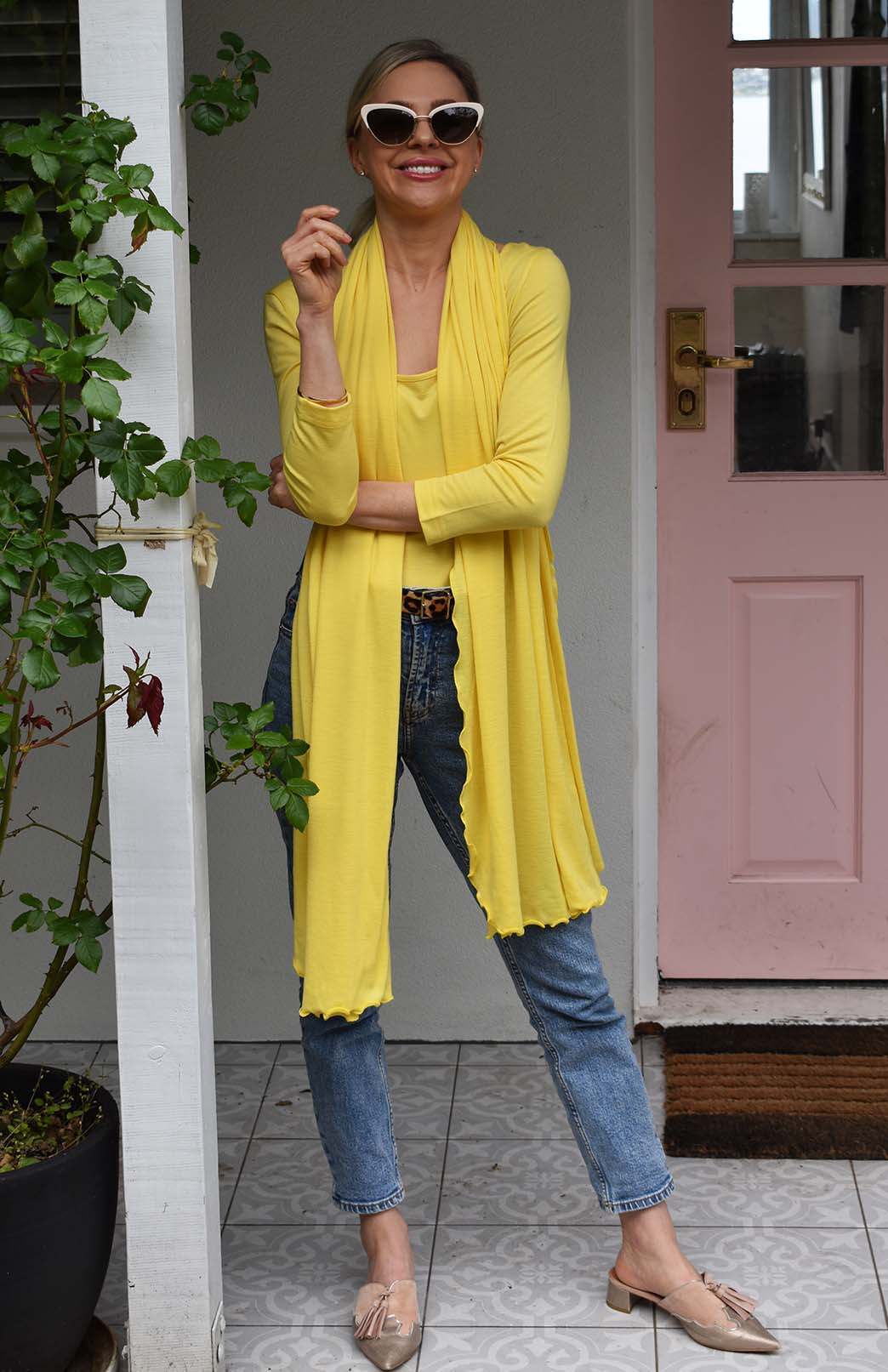 Lemon Zest Yellow Women's Merino Wool Super Scoop Neck Fashion Top