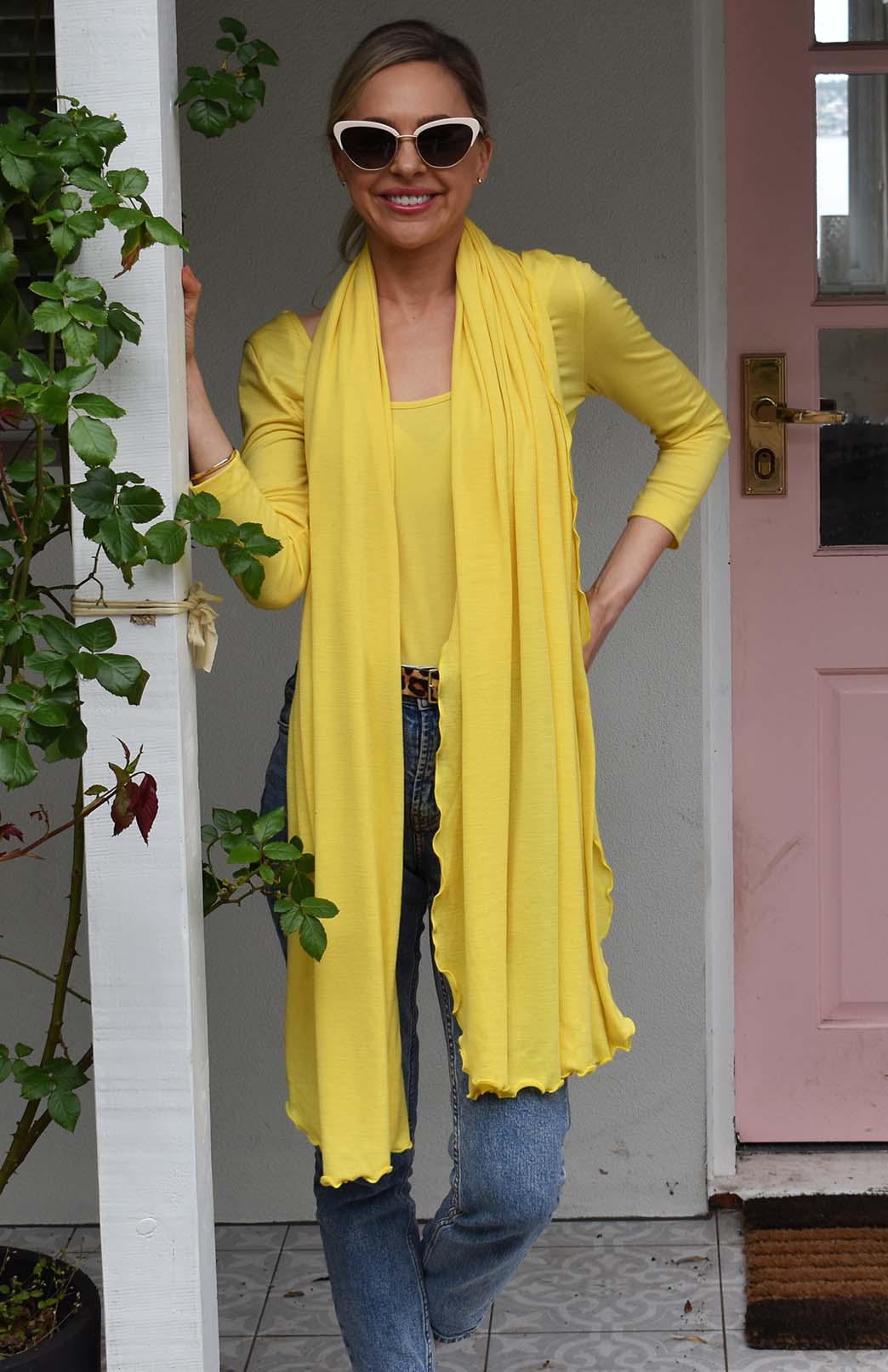 Lemon Zest Yellow Women's Merino Wool Super Scoop Neck Fashion Top