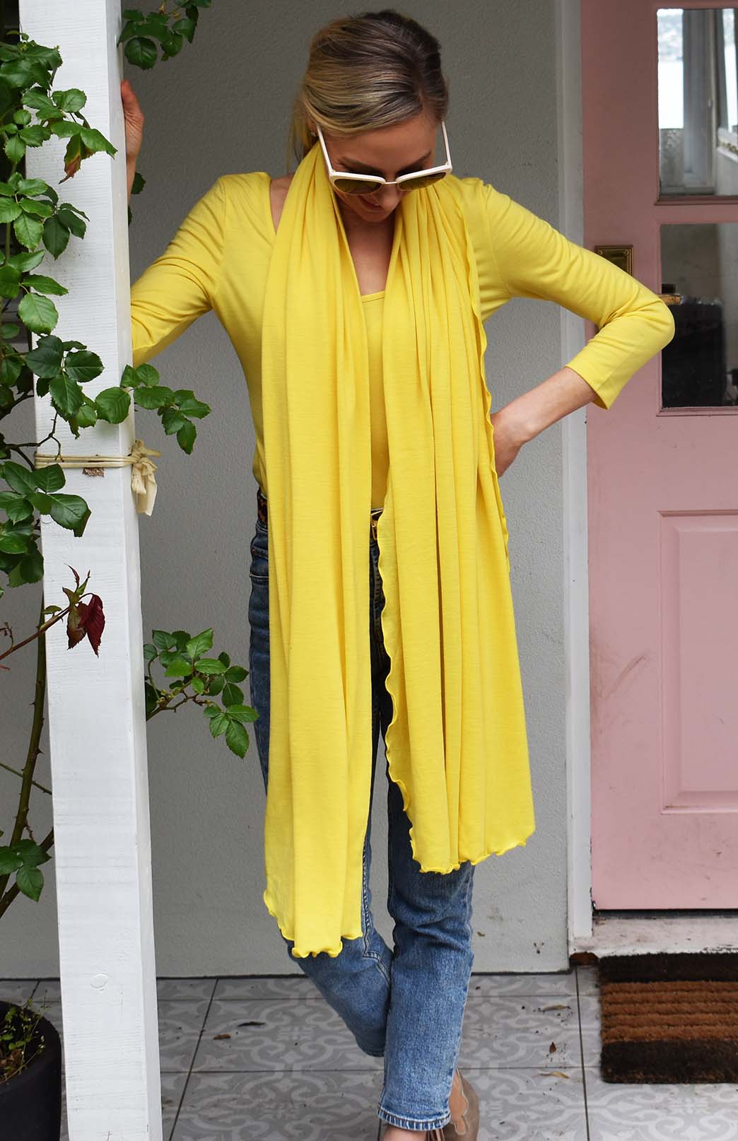 Lemon Zest Yellow Women's Merino Wool Super Scoop Neck Fashion Top