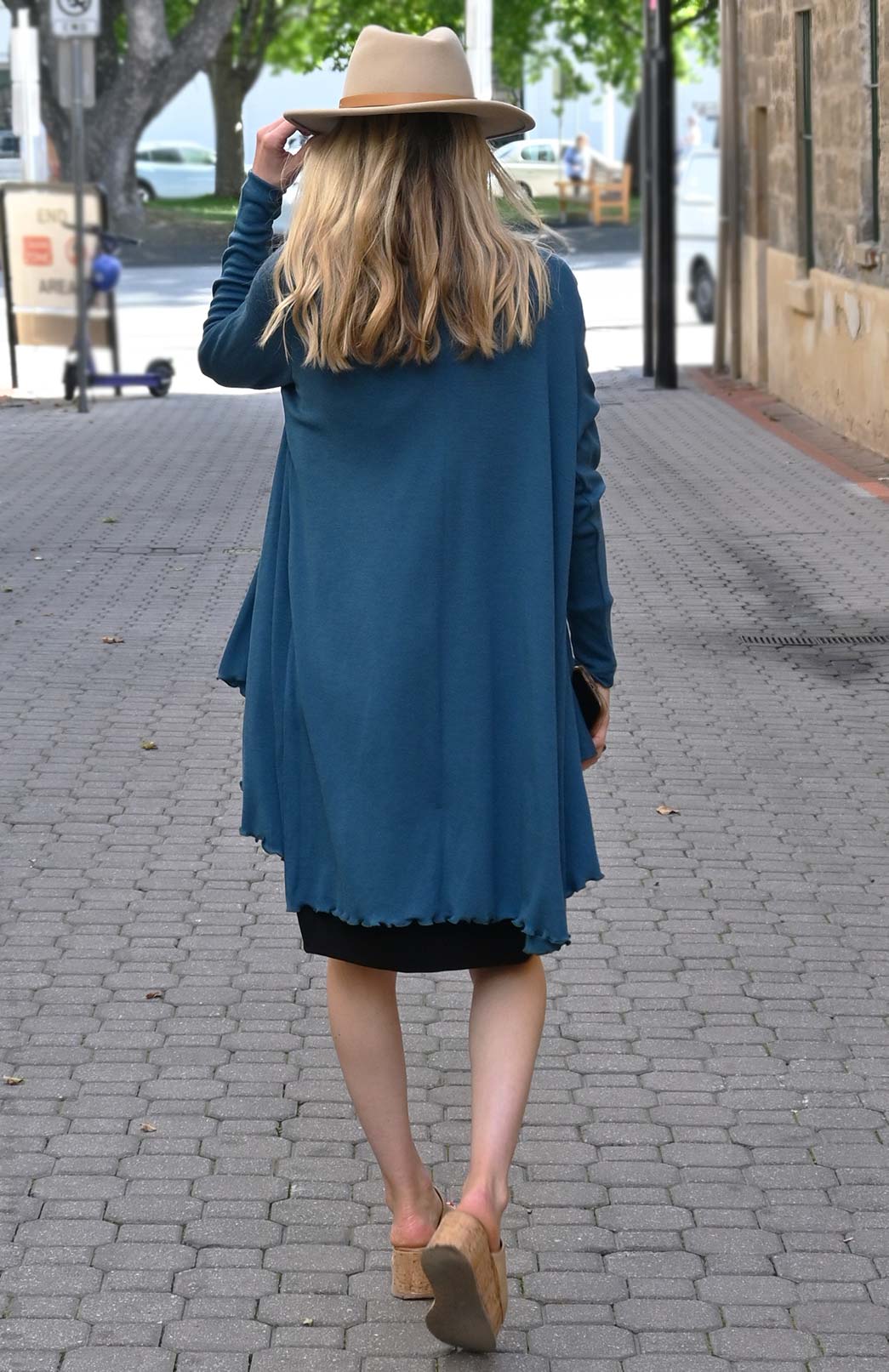 Storm Teal Women's Merino Wool Long Sleeve Wrap Around Cardigan