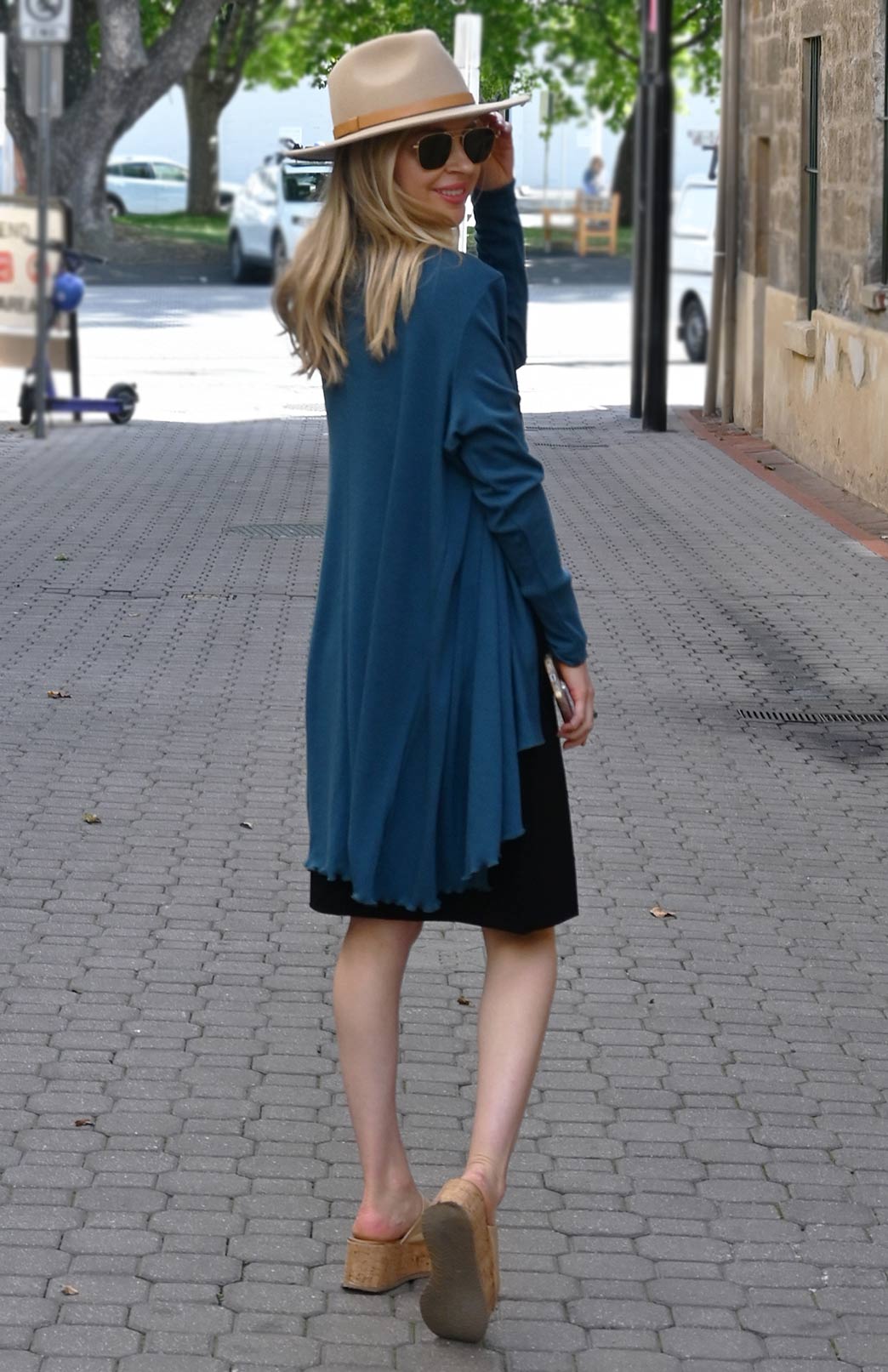 Storm Teal Women's Merino Wool Long Sleeve Wrap Around Cardigan