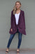 Aubergine Purple Women&#39;s Merino Wool Long Sleeve Wrap Around Cardigan
