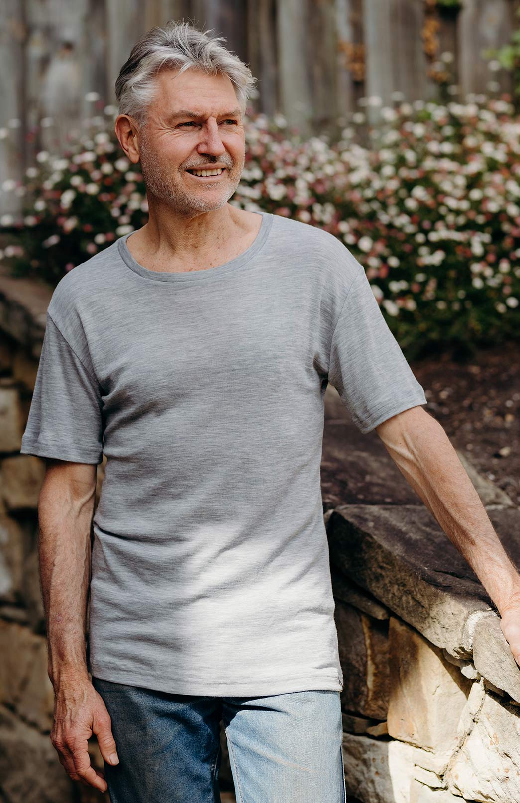 Light Grey Marl Men's Merino Wool Short Sleeved T-Shirt