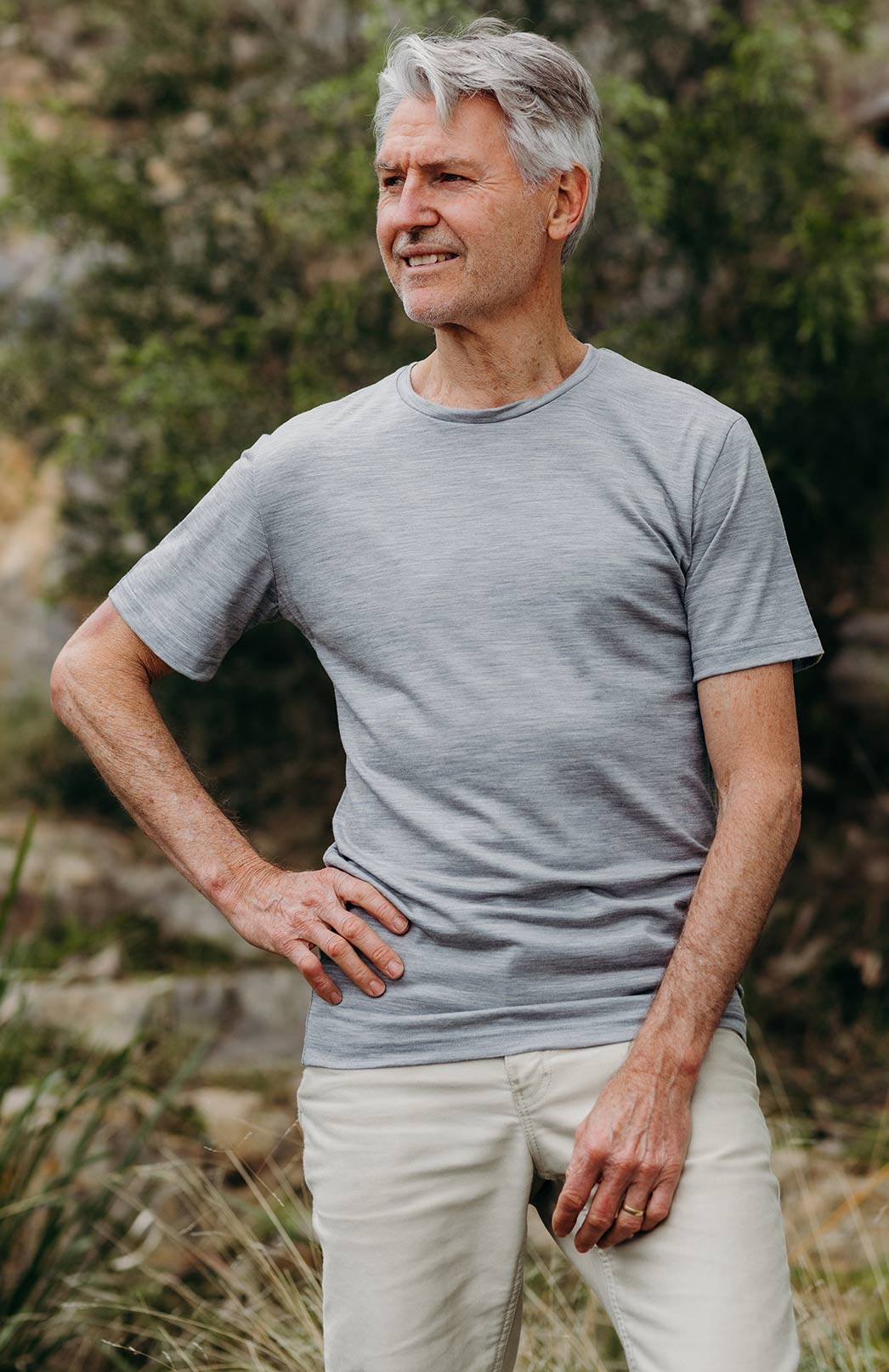 Light Grey Marl Men's Merino Wool T-Shirt