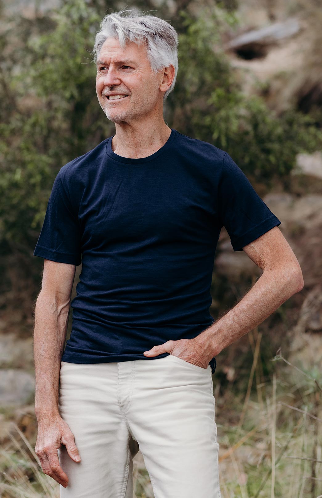 Navy Blue Men's Merino Wool T-Shirt