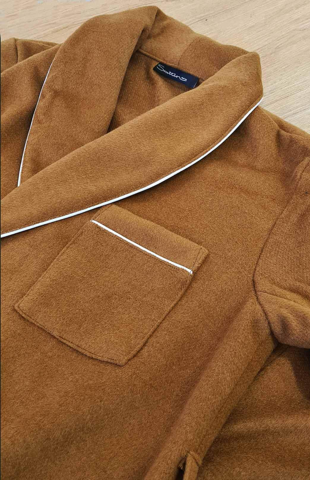 Caramel Unisex Superfine Merino Wool and Cashmere Blend Traditional Dressing Gown