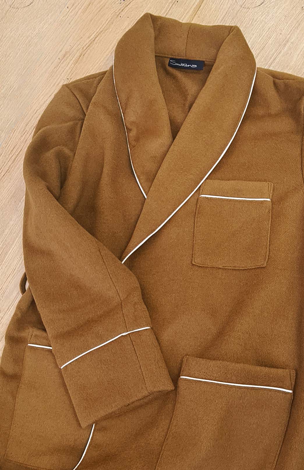 Caramel Unisex Superfine Merino Wool and Cashmere Blend Traditional Dressing Gown