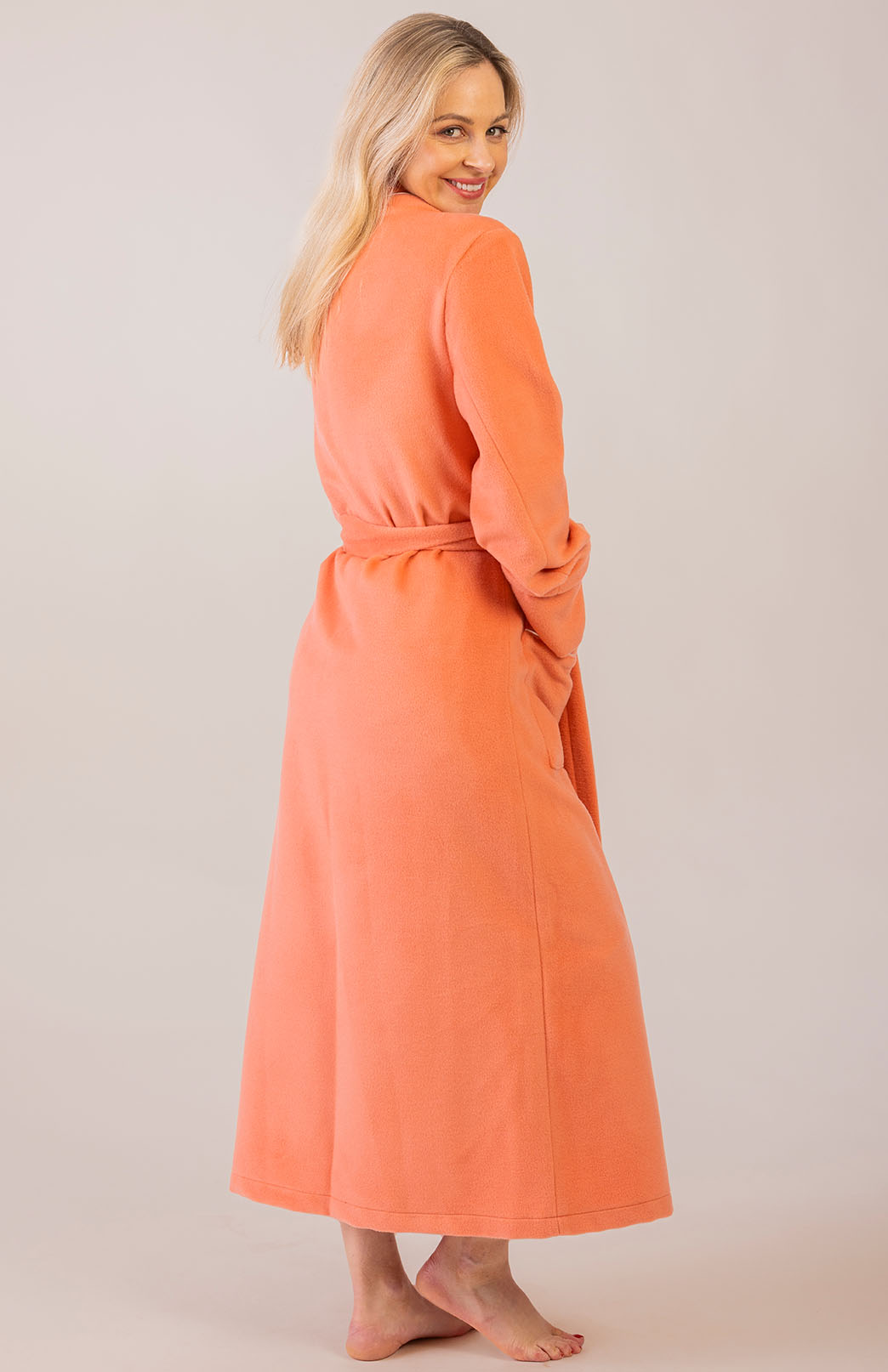 Orange Apricot Unisex Superfine Merino Wool and Cashmere Blend Traditional Dressing Gown