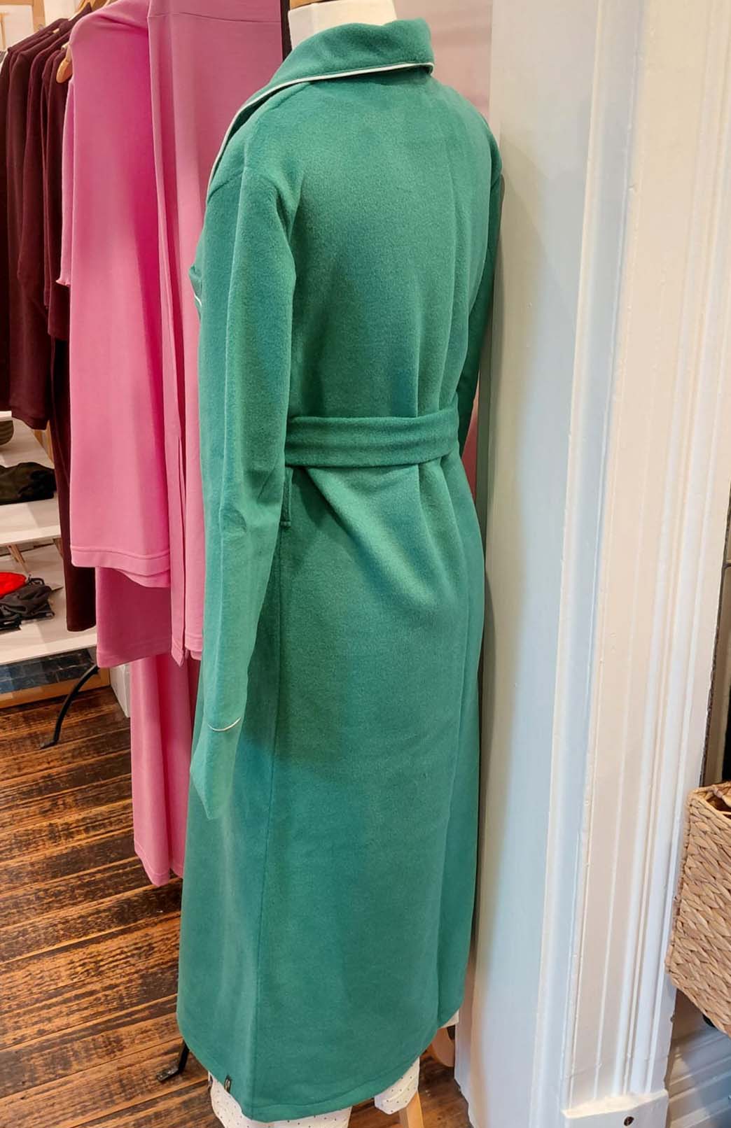 Soft Emerald Green Unisex Superfine Merino Wool and Cashmere Blend Traditional Dressing Gown