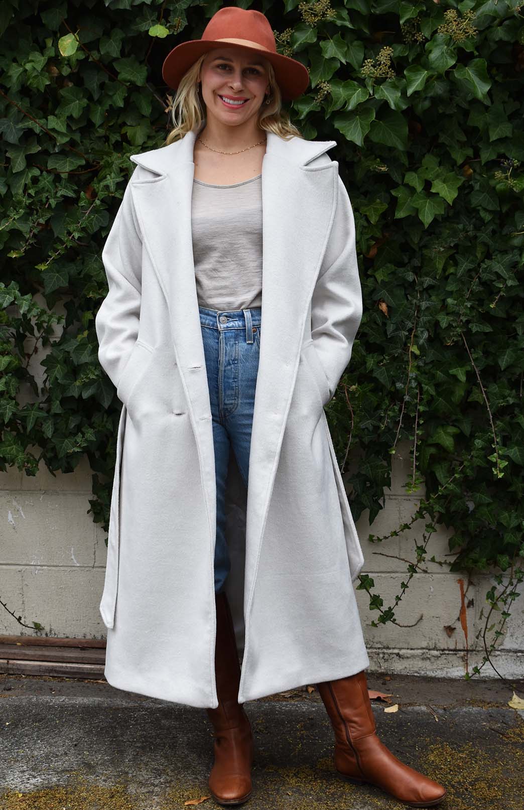 Speckled Snow Women's Merino, Mohair and Alpaca Long Trench Coat