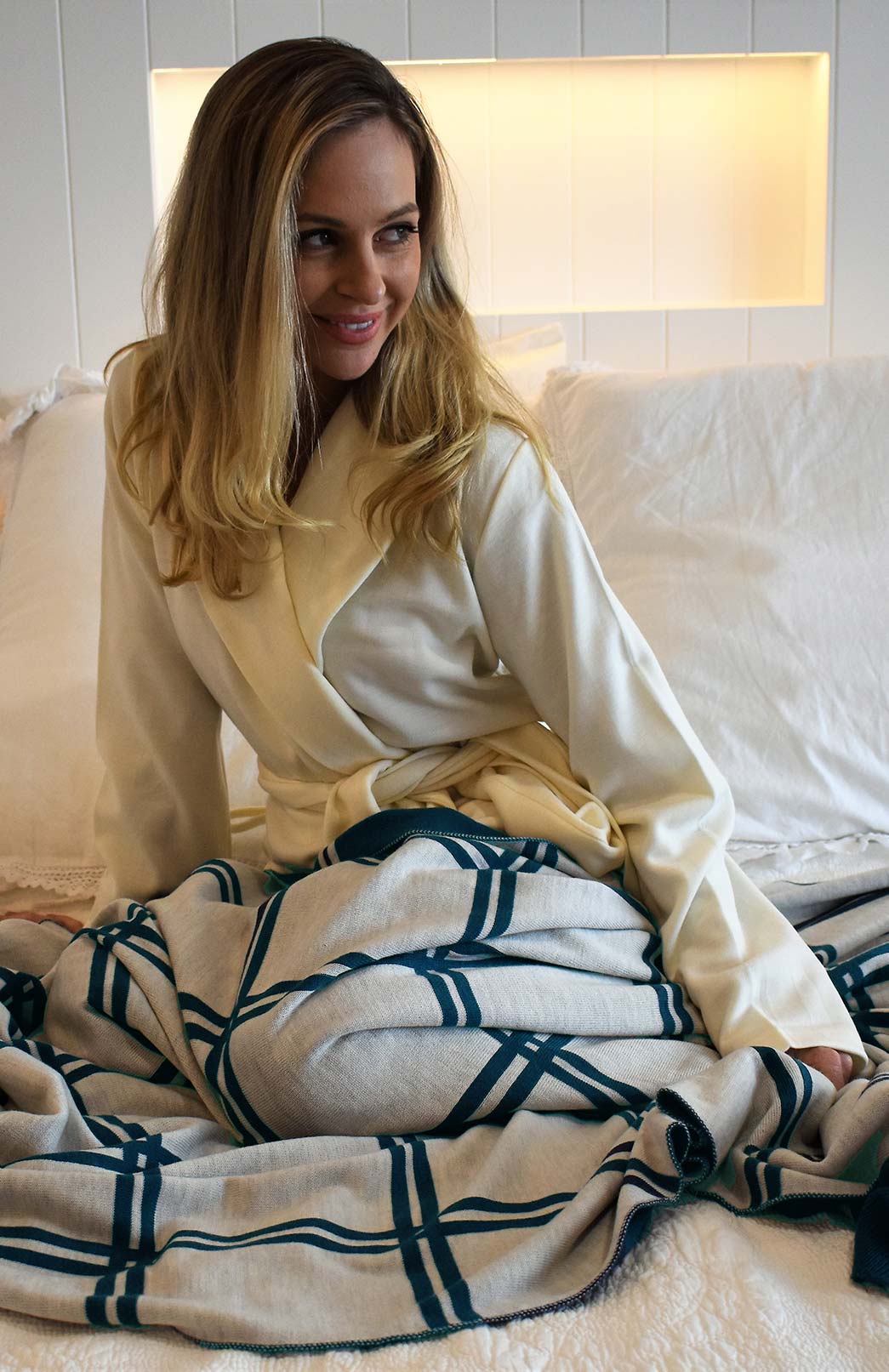 Ivory Superfine Merino Wool Dressing Gown