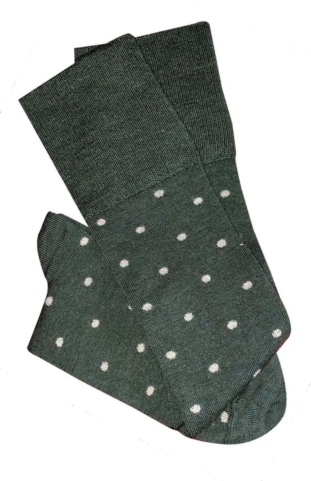 Dotty - Green with Taupe Spots Merino Wool Socks