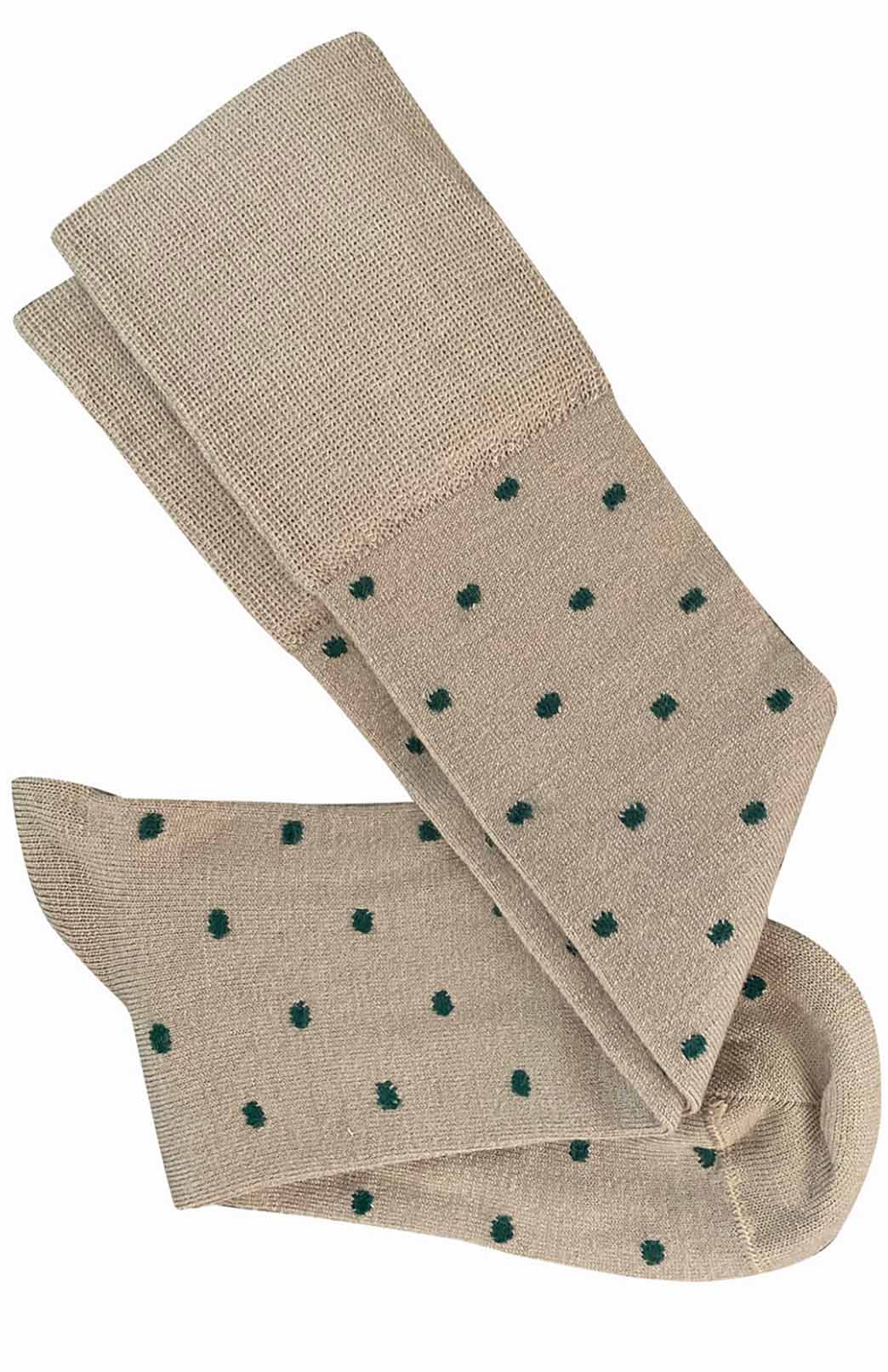 Dotty - Taupe with Green Spots Merino Wool Socks