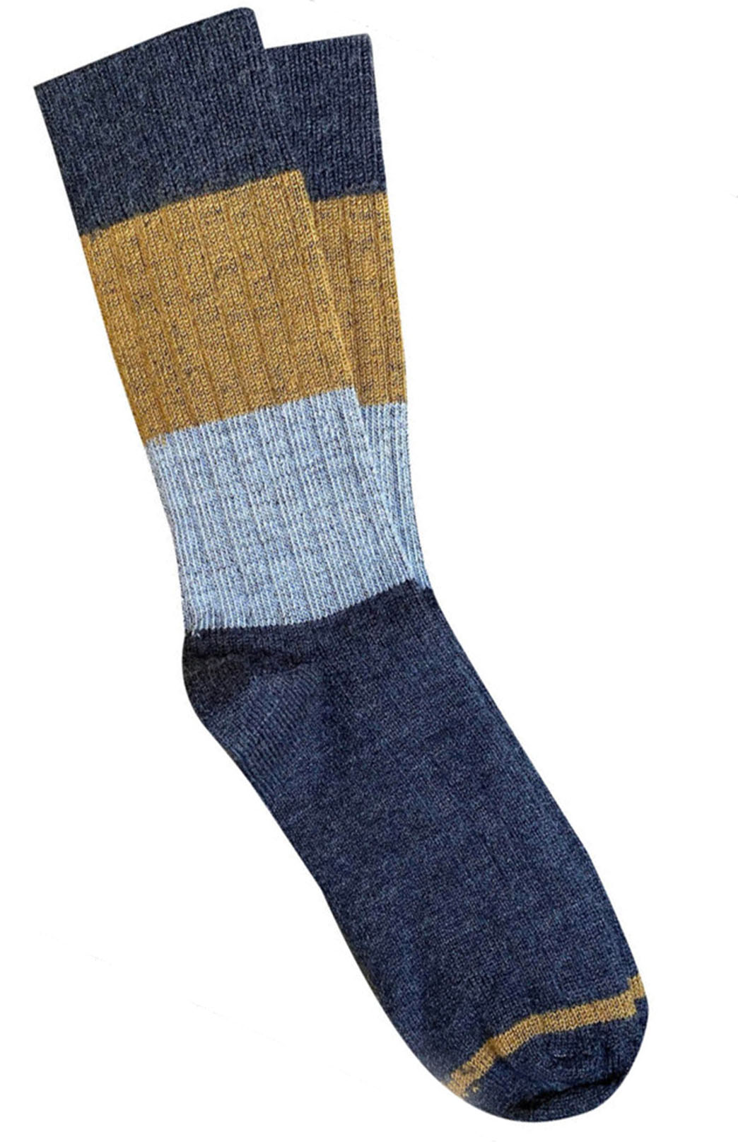Chunky Rib - Grey and Mustard Merino Wool Socks