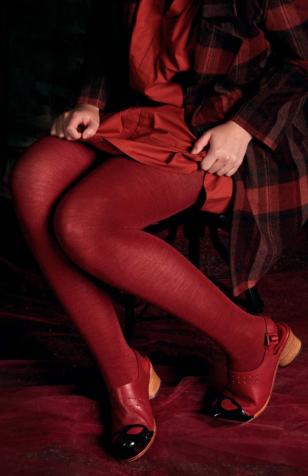 Luxe - Shiraz Red Merino Wool Tights
