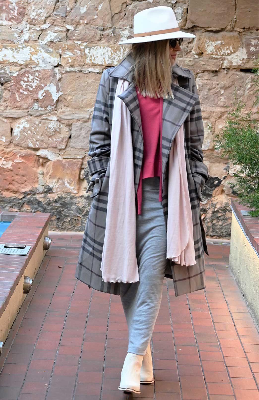 Raspberry Pink Women's Merino Wool High-Low Top with 3/4 Sleeves