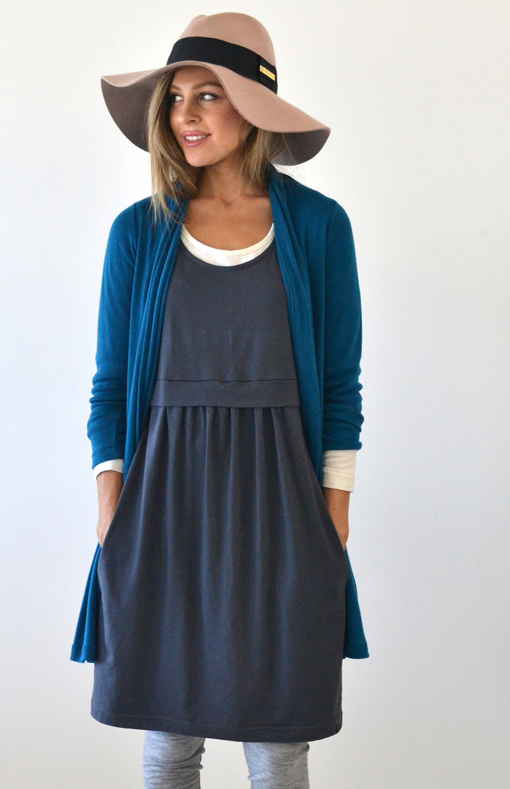 Steel Grey Women's Merino Wool Sleeveless Dress