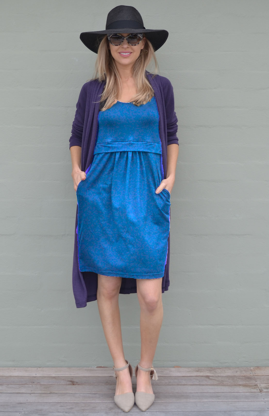 Teal Women's Merino Wool Sleeveless Dress