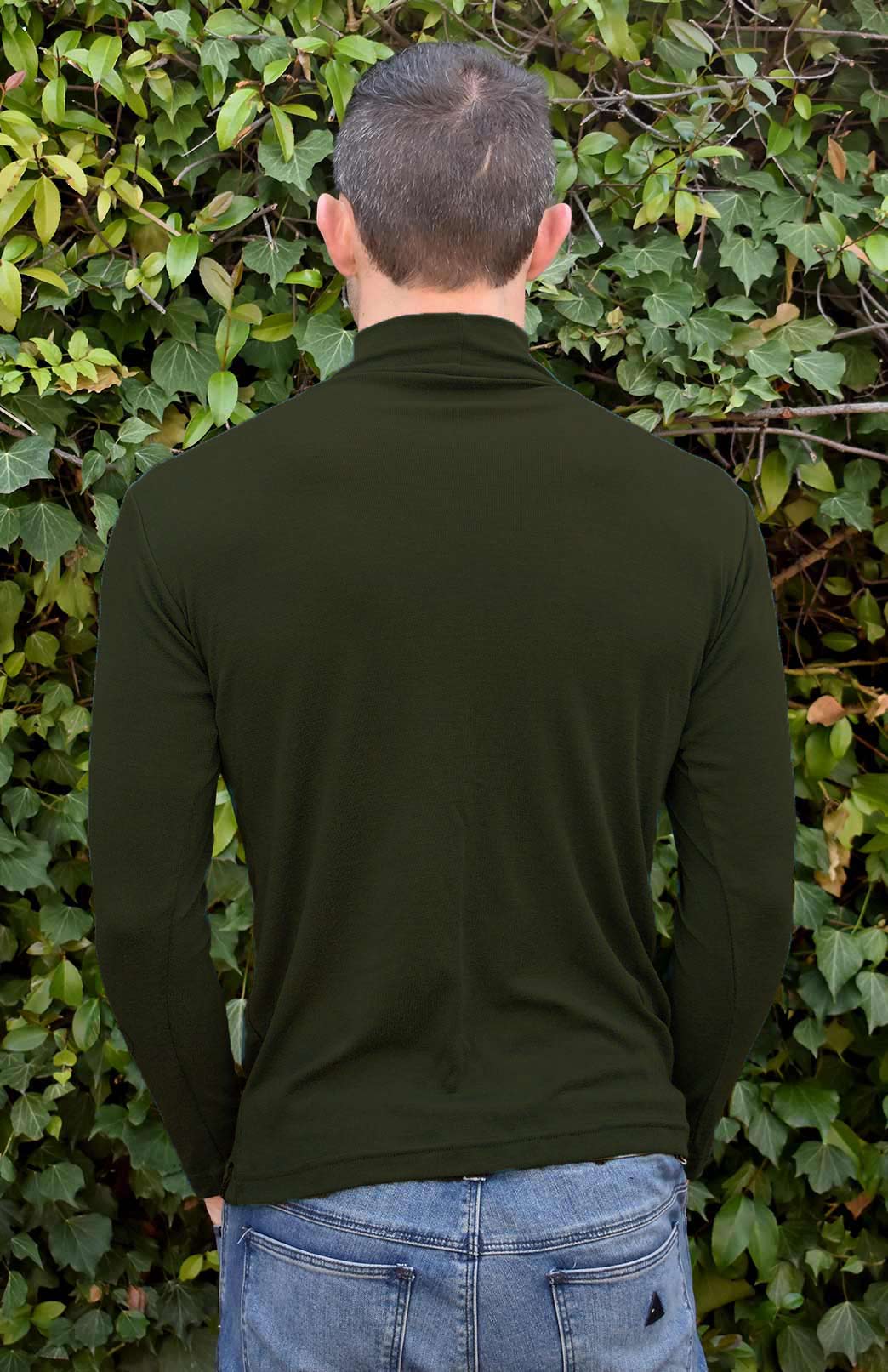 Kale Green Unisex Merino Wool Long Sleeve Turtle Neck Top