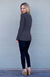 Light Grey Marl Women&#39;s Merino Wool Long Sleeve Turtle Neck Top
