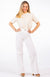 Vintage Ivory Women&#39;s Short Sleeve Classic Knitted Merino Wool Top
