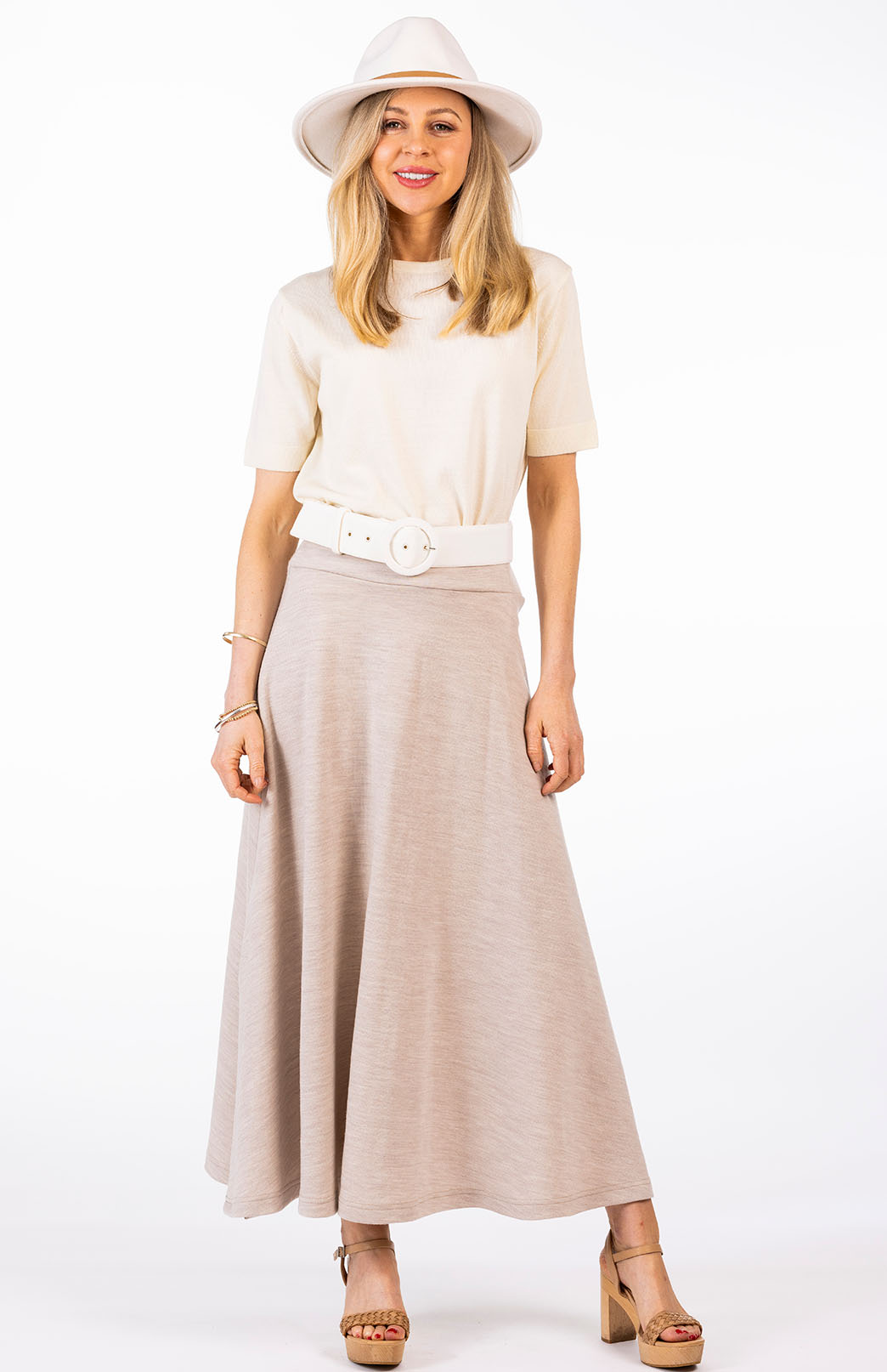 Ivory Merino Wool Belt with buckle