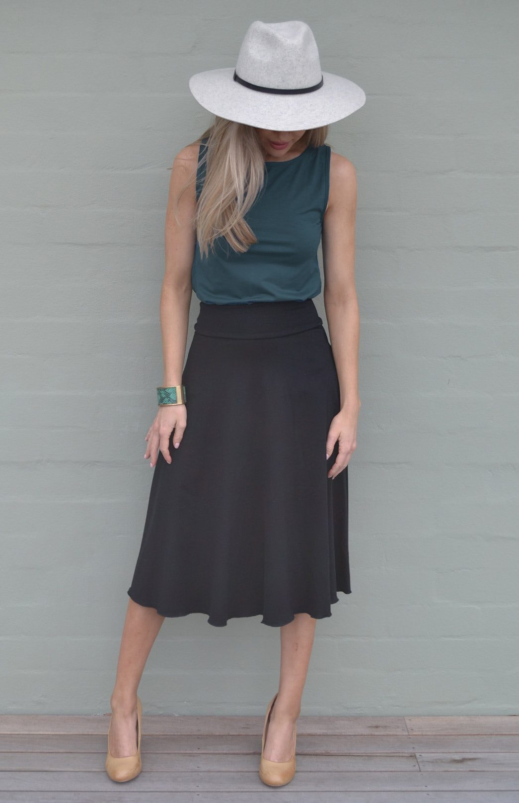 Black Women's Merino Wool Twirl Skirt