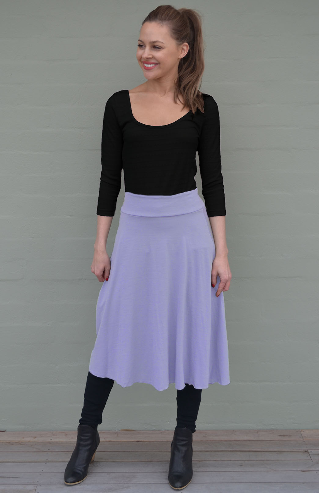 Soft Violet Purple Women's Merino Wool Twirl Skirt