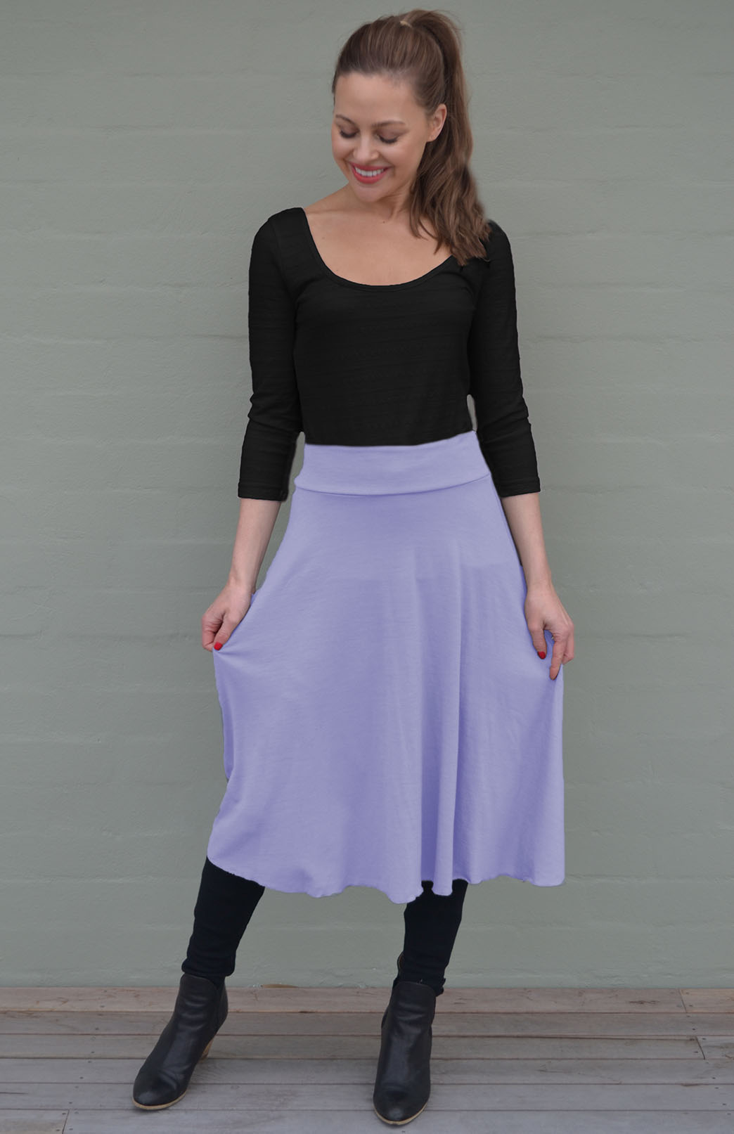 Soft Violet Purple Women's Merino Wool Twirl Skirt
