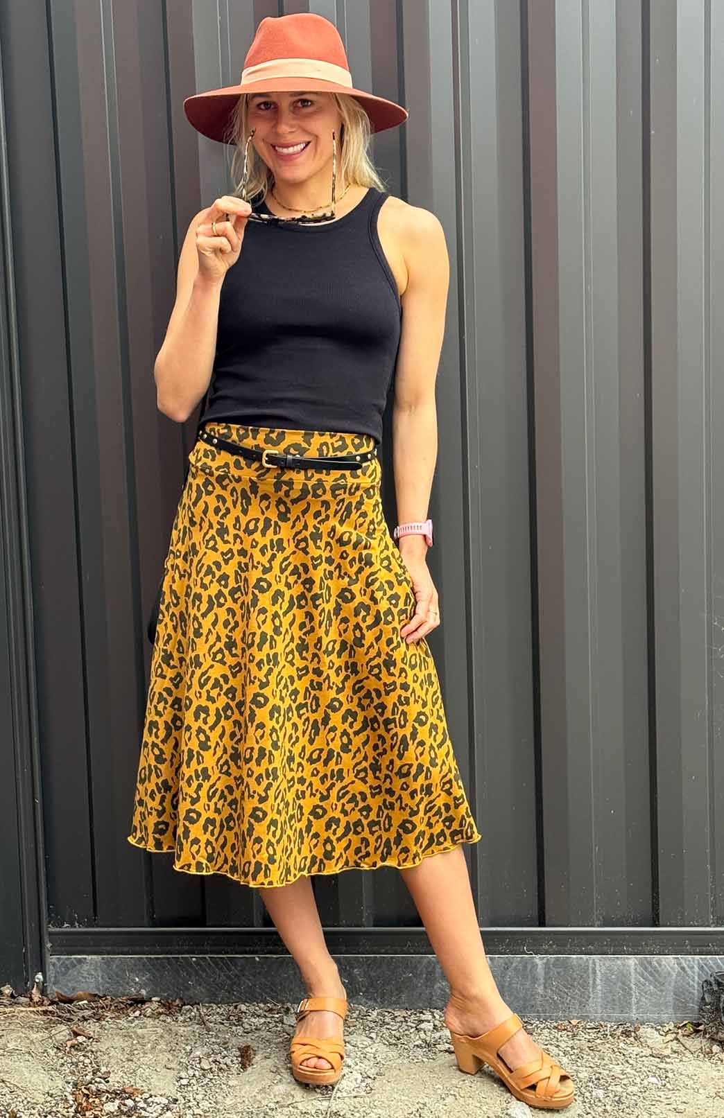 Whiskey Leopard Women's Merino Wool Twirl Skirt