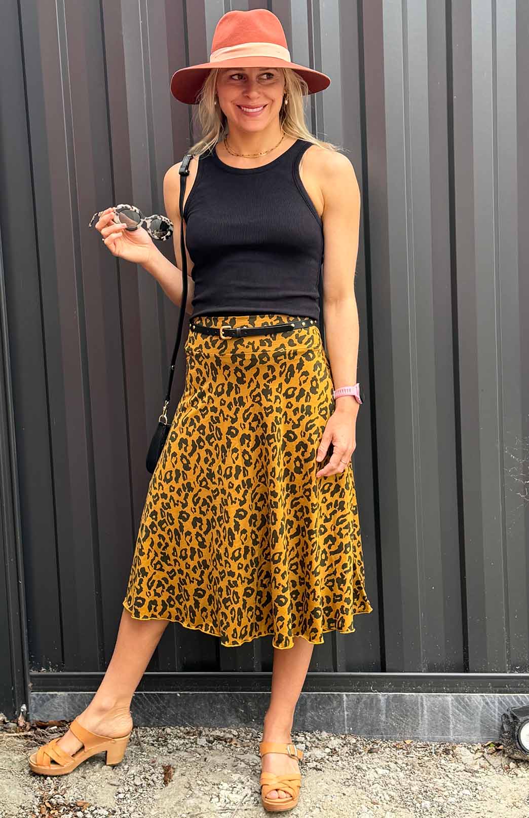 Whiskey Leopard Women's Merino Wool Twirl Skirt