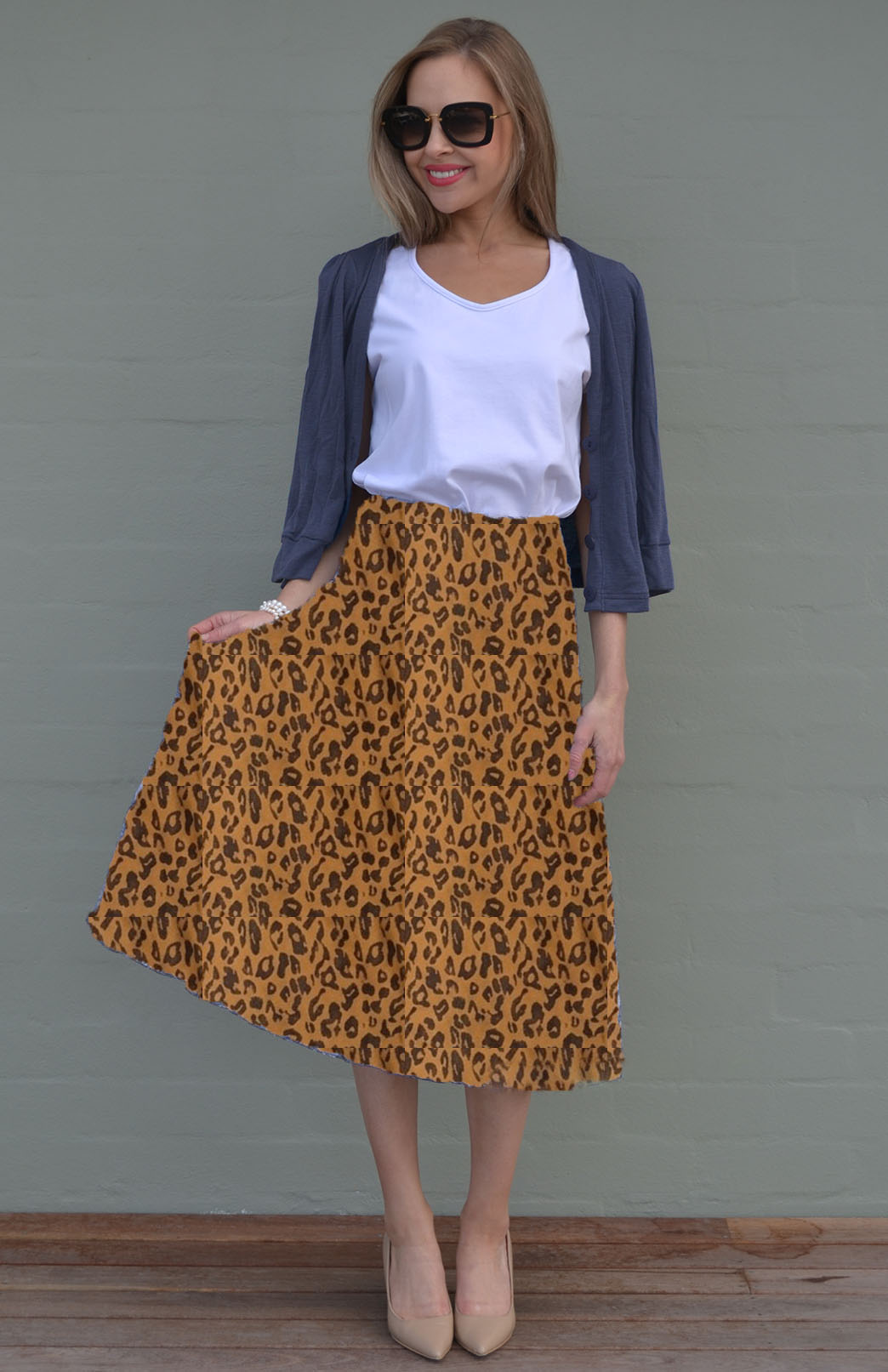 Whiskey Leopard Women's Merino Wool Twirl Skirt