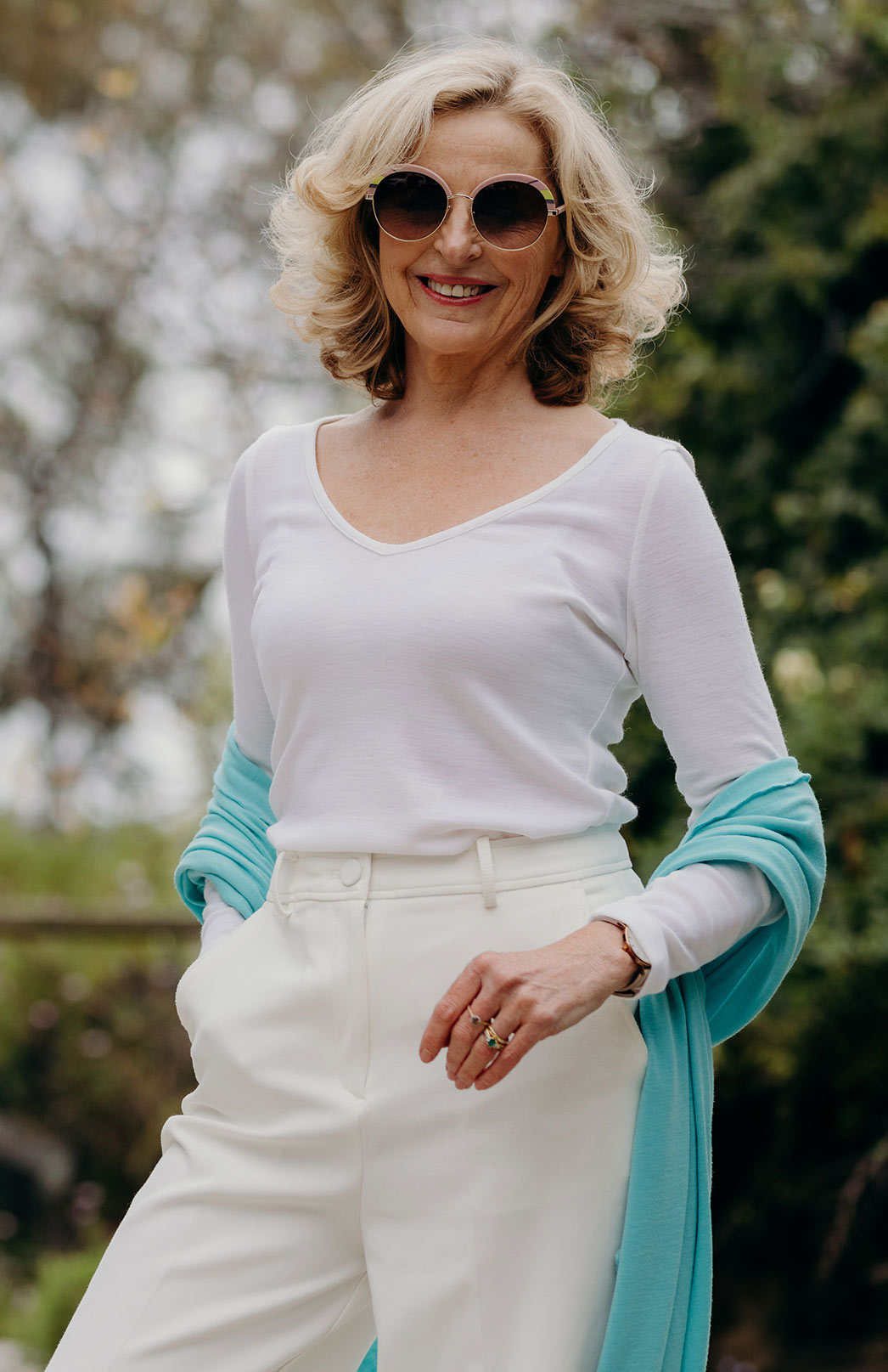 Chilli Red Women&#39;s Merino Wool Rib Top with V Neckline
