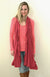 Watermelon Pink Women&#39;s Merino Wool Rib Top with V Neckline
