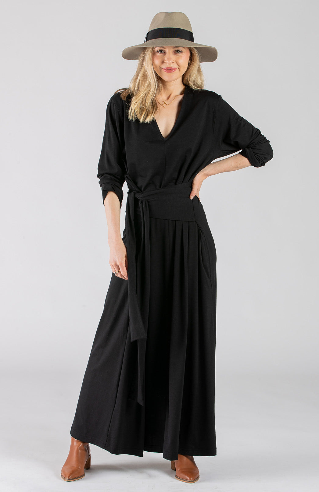 Veronica Dress Women&#39;s Merino Wool V-Neck Floaty Dress 
