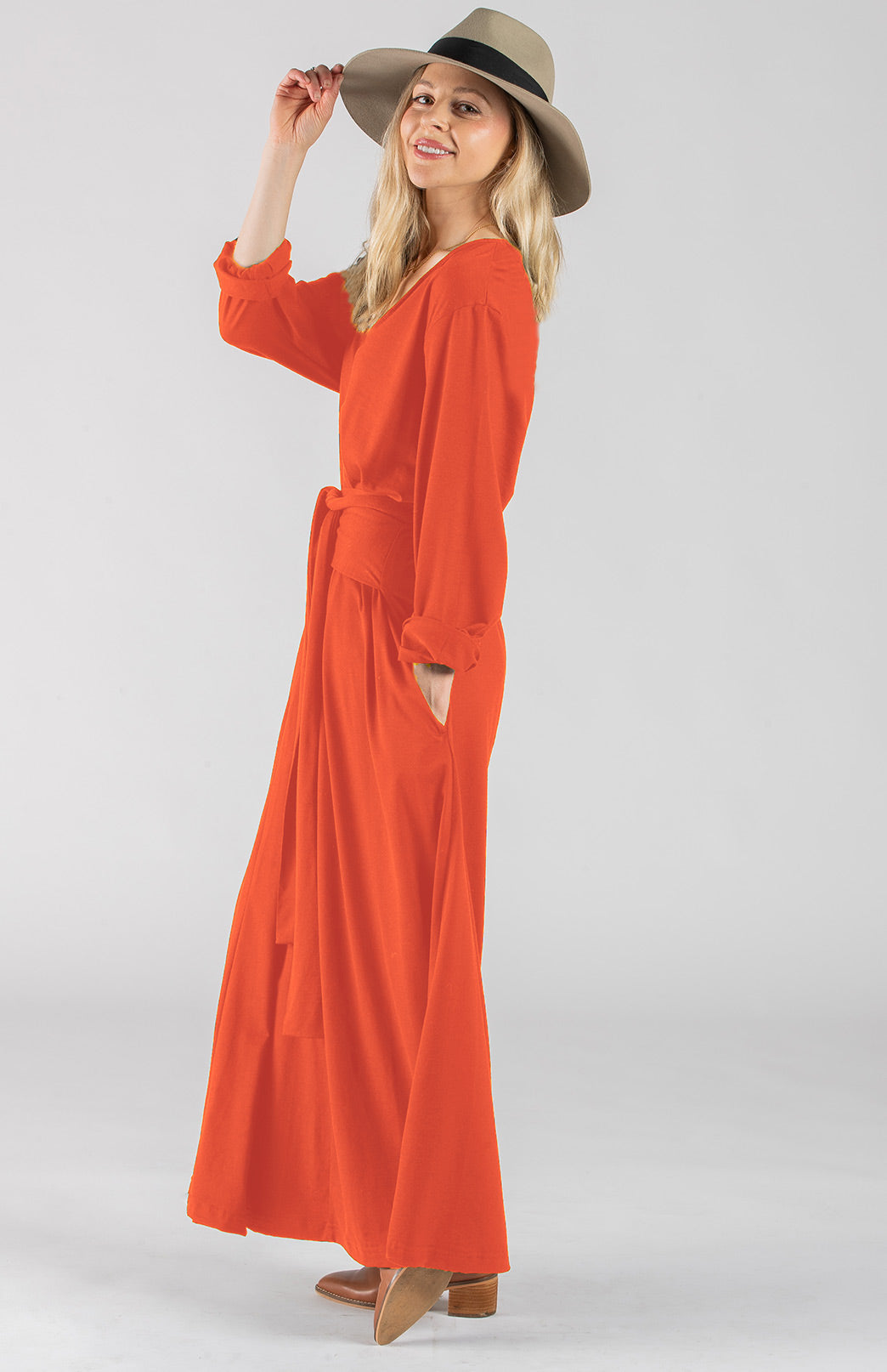 Veronica Dress Women's Merino Wool V-Neck Floaty Dress 