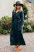 Deep Sea Green Women&#39;s Merino Wool V-Neck Floaty Dress 
