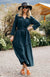 Deep Sea Green Women&#39;s Merino Wool V-Neck Floaty Dress 
