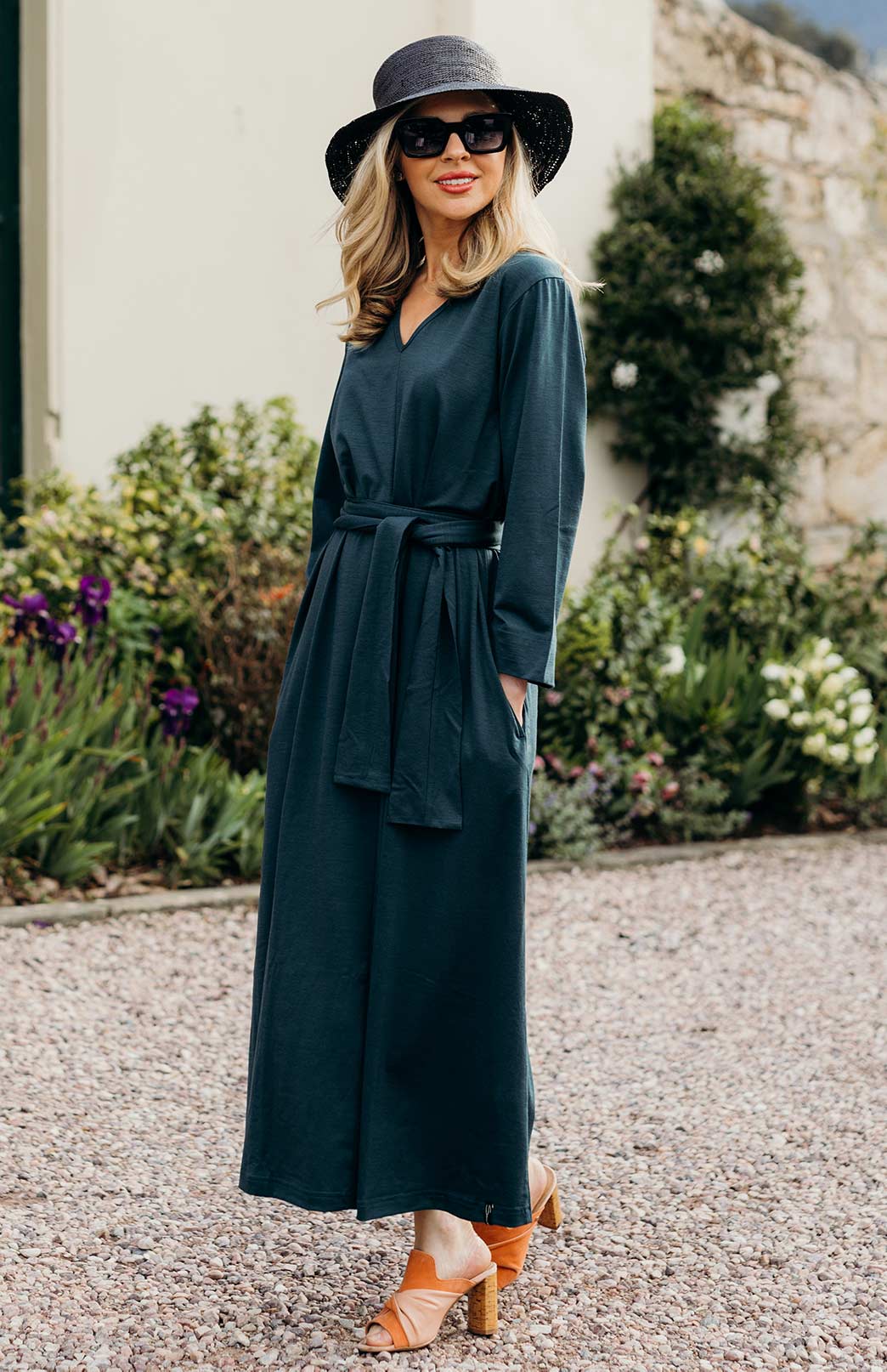 Veronica Dress Women's Merino Wool V-Neck Floaty Dress 